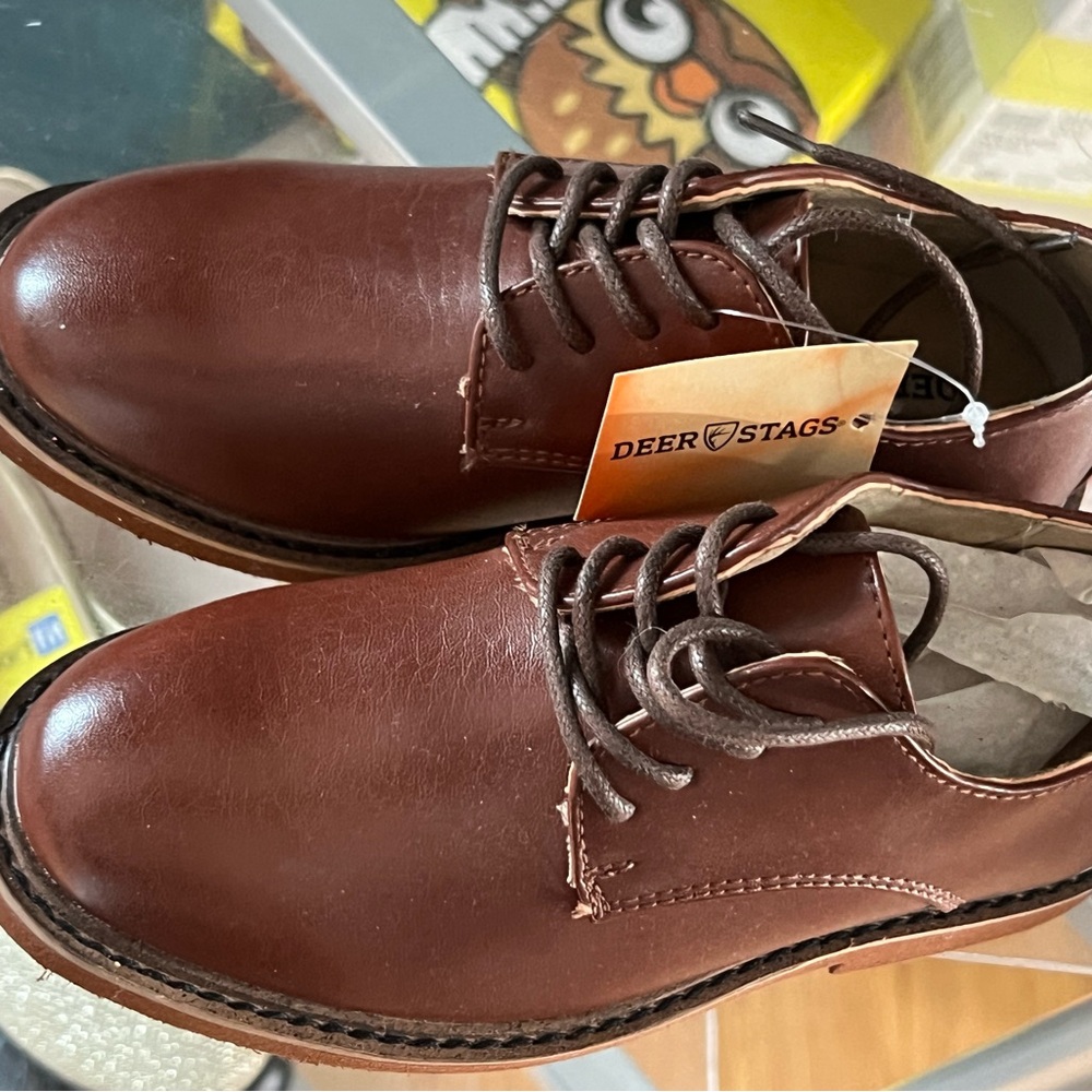 Deer Stags BOYS Brown Leather Shoes